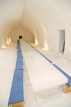 Dining room, igloo, Icehotel Kakslauttanen, Ivalo, Lapland, Finnland, Europe