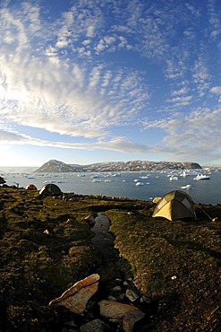 Tent, camping in the Johan-Petersen Fiord, East Greenland