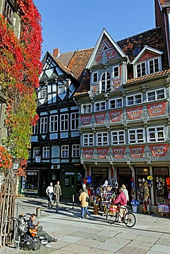 Pedestrian area and half-timbered houses, Quedlinburg, UNESCO World Heritage Site, Saxony-Anhalt, Germany, Europe