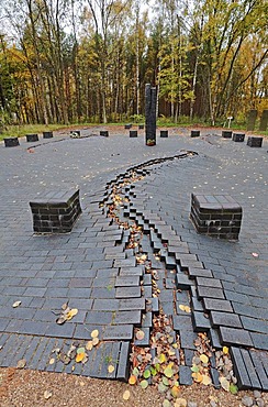 Field of steles at the memorial to the former concentration camp in Woebbelin, near Ludwigslust, Mecklenburg Western-Pomerania, Germany, Europe