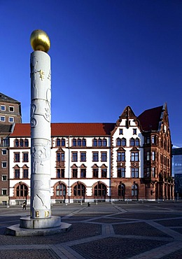 Altes Stadthaus, Old Town Hall, Peace Column, Friedensplatz square, Dortmund, Ruhr district, North Rhine-Westphalia, Germany, Europe