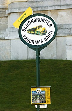 Station of the Schoenbrunn panorama train in the Schoenbrunn Castle park, Vienna, Austria, Europe