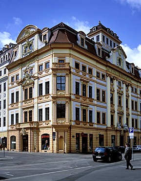 Romanus House on Katherinenstrasse Street, baroque-style facade, Leipzig, Saxony, Germany, Europe