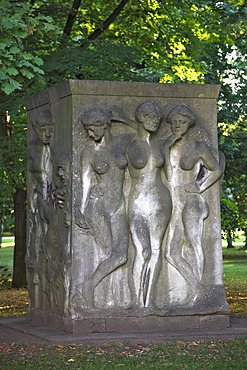 Postament of the unfinished Richard Wagner monument by Max Klinger at the White Elster river, Leipzig, Saxony, Germany, Europe