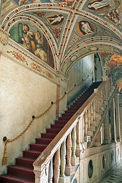 Frescos in the Romanino Loggia of Castello del Buonconsiglio, Trento, Trentino, Alto Adige, Italy, Europe