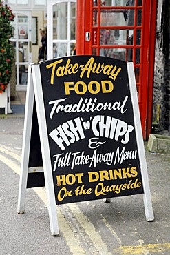 The Old Custom House restaurant sign, Padstow, Cornwall, South England, Great Britain, Europe