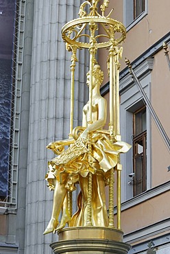 Statue of Princess Turandot of the Carlo Gozzi play "Princess Turandot", in front of Vakhtangov Theater on Arbat Street, Moscow, Russia