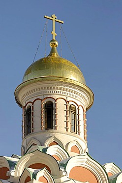 Golden dome of the Russian Orthodox Kazan cathedral, Red Square, Moscow, Russia