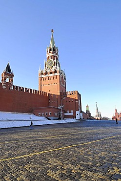 Kremlin Wall, Spasskaya Saviour Tower, Red Square, Moscow, Russia