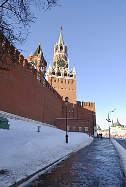 Kremlin Wall, Spasskaya Saviour Tower, Red Square, Moscow, Russia