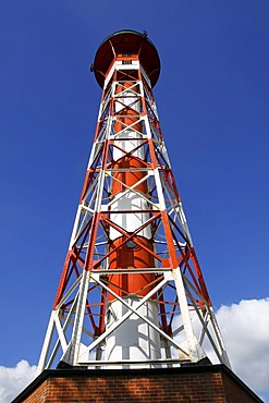 Historic lighthouse Oberfeuer in Gruenendeich on the Elbe river, Altes Land area, Lower Saxony, Germany, Europe