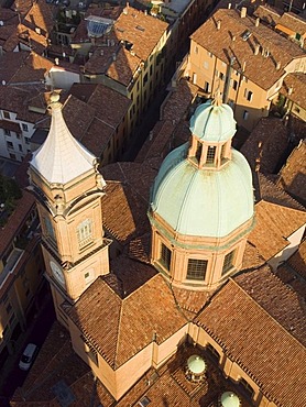 The dome of San Bartolomeo seen from the top of the Asinelli tower Bologna Emilia Romagna Italy