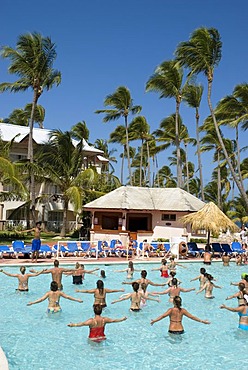 Water gymnastics in a swimming pool, Punta Cana, Dominican Republic, Caribbean