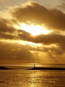 Sunset, Northern Sea, Eastern Friesland, Lower Saxony, Germany