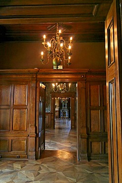 Chandelier and doorways at Castle Grafenegg, Lower Austria, Austria