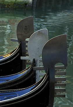 Gondolas, detail, Venice, Italy