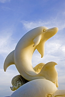 Marble dolphin sculpture, beach of Mui Ne, Vietnam, Southeast Asia, Asia