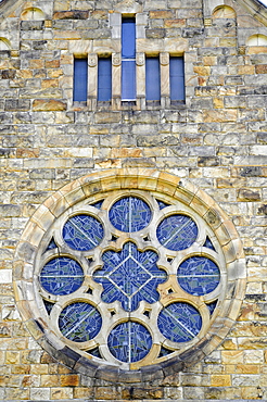 Glass window, St. GeorgeÂ¥s Church, Gelsenkirche, North Rhine-Westphalia, Germany, Europe