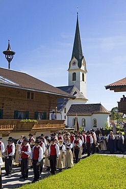 Corpus Christi Procession in Ellmau at the Wilden Kaiser near Scheffau Tyrol Austria