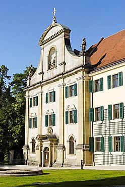 Regensburg Upper Palatinate Bavaria Germany suburb Pruefening catholic parish church St. Georg with the former Benedictine abbey