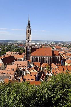 Landshut Lower Bavaria Germany parish church St Martin above the town seen from the castle Trausnitz