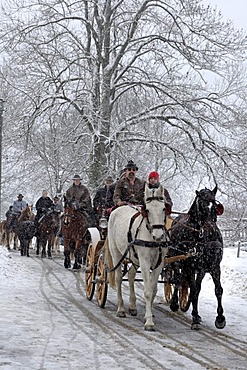 Moerlbach near Icking Stefaniritt Parade for St. Stephan Bavaria germany