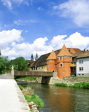 Cham Upper Palatinate Bavaria Germany the river Regen in front of the Biertor