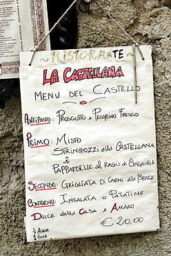 Caserta-Vecchia Campania Italy Italia menu card tourist restaurant