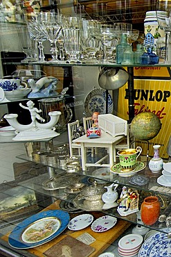 Display of an antiques dealer in Amalien areaway Tuerken street Munich Bavaria Germany