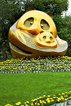 Monument, panda breeding station near Chengdu, China, Asia