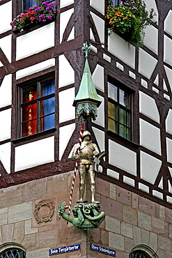 St. Georg Statue with the dragon, Nuremberg, Middle Franconia, Germany, Europe