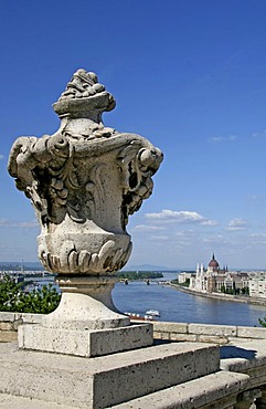 View from the castle onto the parliament, Budapest, Hungary, Europe