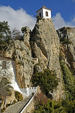 Bell tower on rock of Guadelest, Guadalest, Costa Blanca, Spain