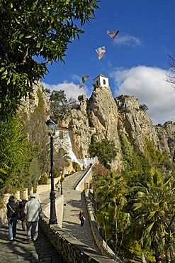 Bell tower on rock of Guadelest, Guadalest, Costa Blanca, Spain