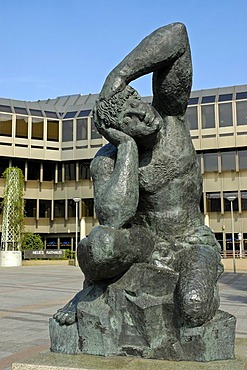 New town hall, sculpture by Sandro Chia, Bielefeld, North Rhine-Westphalia, Germany