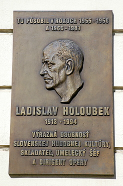 Commemorative plaque, Ladislav Holoubek (1913-1994), Slovak composer and conductor, Kosice, Slovakia, Slovak Republic