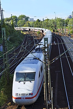 Railway system and intercity express of German railways in the central station, Hamburg, Germany