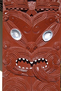 Carvings made by Maori in Whakarewarewa in Rotorua New Zealand