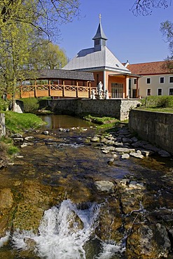 Wooden bridge in Heiligenkreuz Lower Austria Austria