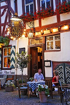 A cosy restaurant called Old House, Bacharach on the Rhine, Rheinland-Pfalz, Germany