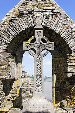 A celtic cross in the Timoleague Abbey, Cork, Ireland