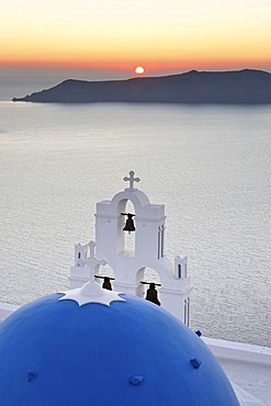 Church at Firostefani at sunset, Firostefani, Santorini, Greece