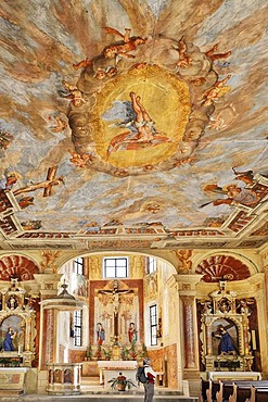 Frescoes in the Holy Cross church in the monastery of Saeben, Klausen, South Tyrol, Italy