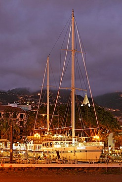 Restaurant on an old sailing ship called Beatles boat, Funchal, Madeira, Portugal