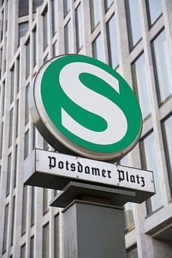 Rapid-transit railway sign at Potsdamer Platz, Berlin, Germany, Europe