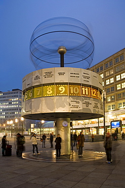 World time clock at the Alexanderplatz, Mitte, Berlin, Germany, Europe