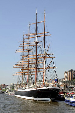 Sedov, the largest sailing ship in the world, view of the stern in Hamburg Harbour, Cruise Days 2008 in Hamburg Harbour, Hanseatic city of Hamburg, Germany, Europe