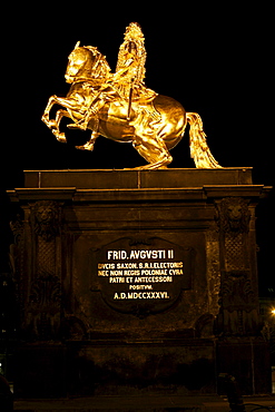 Gilt equestrian statue, golden statue of Augustus II the Strong, Dresden, Saxony, Germany