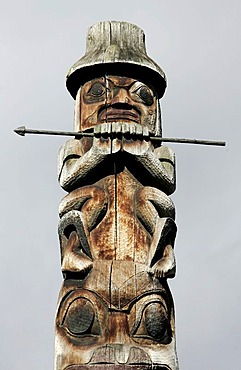 Totem pole at Ksan Historical Village, British Columbia, Canada