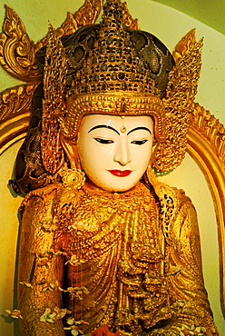 Gilded Buddha Statue in the Paleik Snake Temple, Burma, Myanmar, Asia